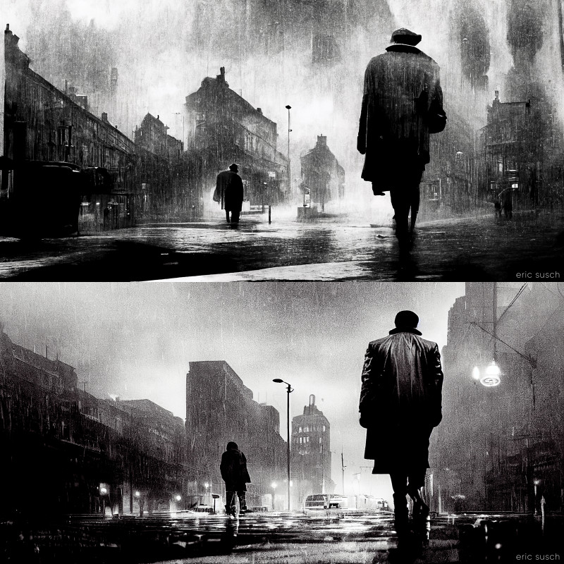 Midjourney film noir V3 - remaster comparison